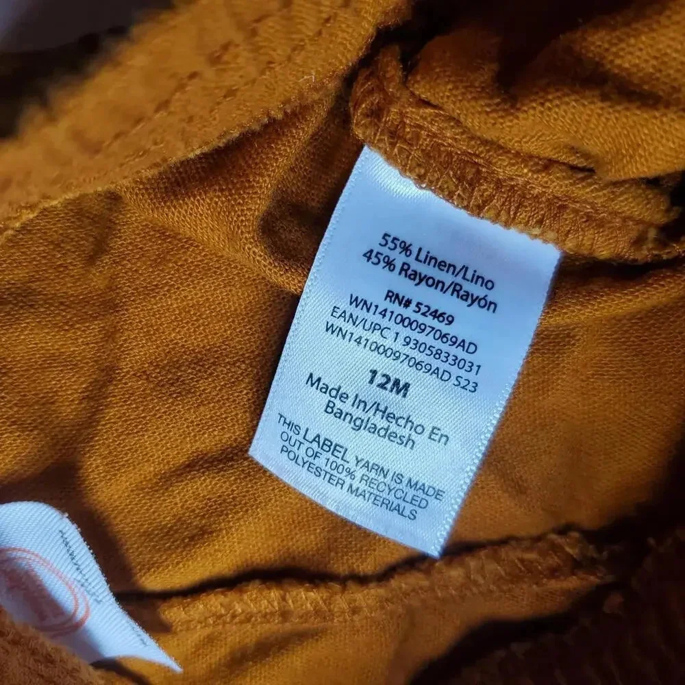 Wonder Nation Baby Girl Elevated Shirt and Shorts Linen Blend Set Size 12m NWOT